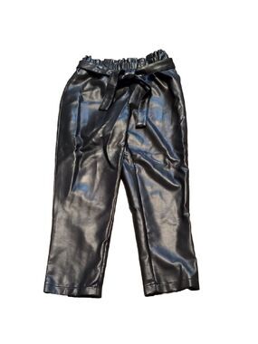 Bagatelle Collection Black Faux Leather Pull On Pants With Belt Size Small